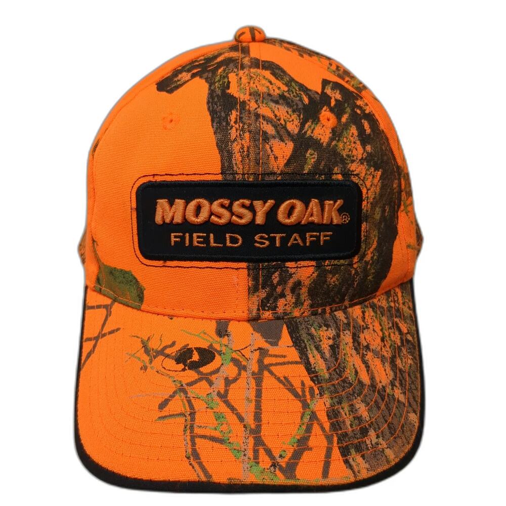 Mossy Oak Baseball Cap Orange One Size Field Staff Camo Strapback Hunting Hat